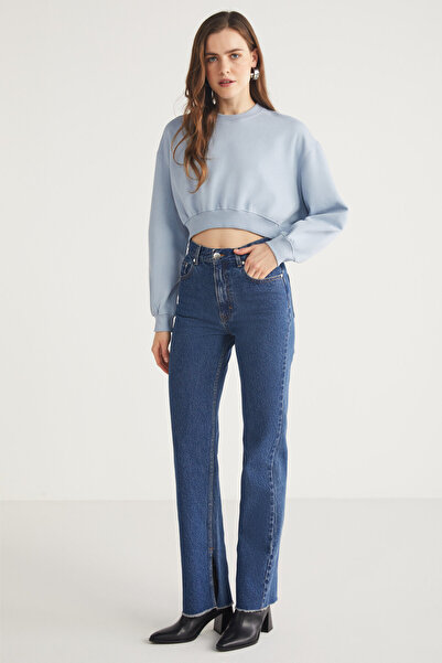 GRIMELANGE AMY női 100% organikus pamut kék pulóver