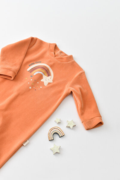 BabyCosy Salopeta Curcubeu cu maneca lunga si botosei Portocaliu, BabyCosy, 3-6 luni