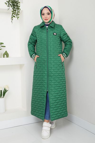 ModaMerve Emerald Crest Λεπτομερές πουπουλένιο παλτό - 7004ZNR1012-M