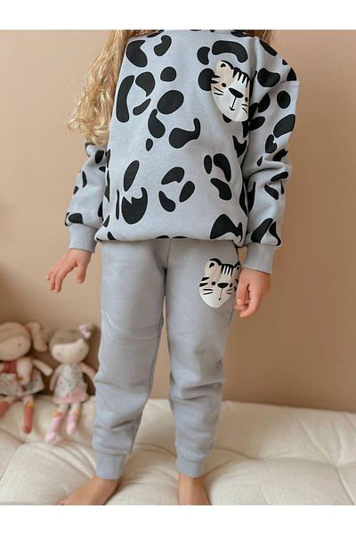 hira kids collection Leopard Printed Girls' Tracksuit Set