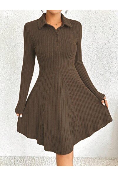 Hesira Women's Shirt Collar Asymmetrical Cut Hem Detail Camisole Dress