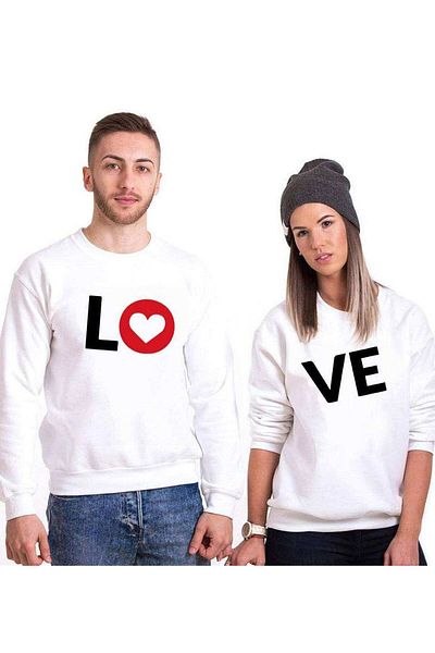 Tshirthane Lo and Heart Lover Couple Combination Sweatshirt