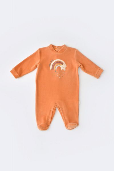 BabyCosy Salopeta Curcubeu cu maneca lunga si botosei Portocaliu, BabyCosy, 3-6 luni