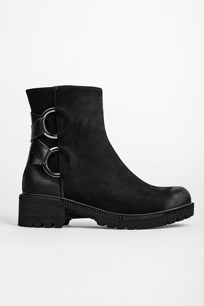 Shoeberry Damskie buty Ruper Black Genuine Leather Suede Buckle Detailed