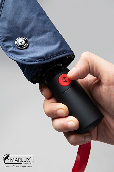 Marlux 8 Telli Tam Otomatik Rüzgara Dayanıklı Yapı Kılıflı Şemsiye Lacivert M...