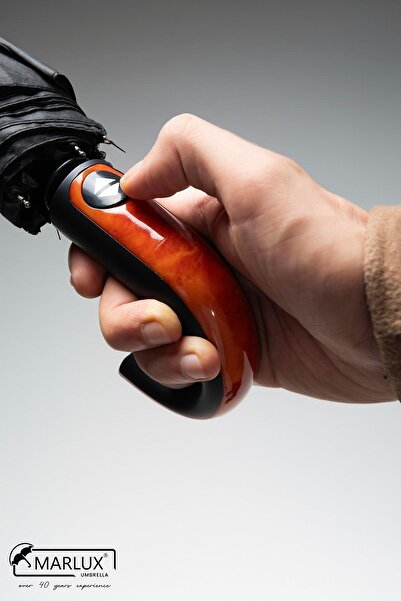 Marlux Siyah Baston Saplı Ahşap Görünümlü Tam Otomatik Erkek Şemsiye M21mar70...