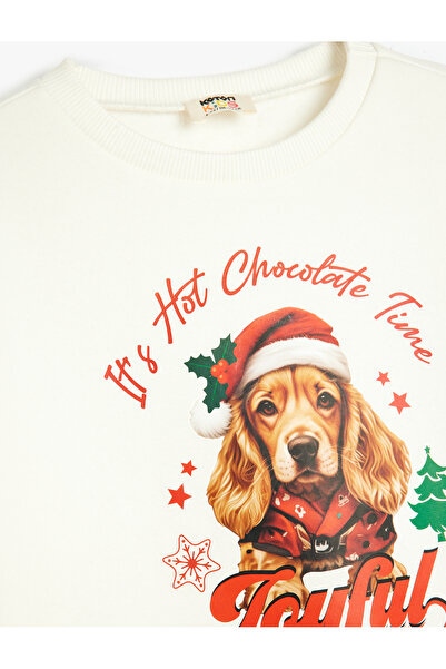 Koton Köpek Baskılı Şardonlu Pamuklu Uzun Kollu Sweatshirt