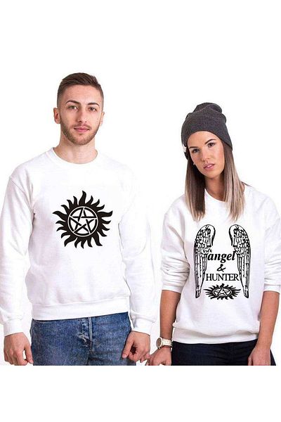 Tshirthane Angel Hunter Lover Combinations Sweatshirt Couple Combination