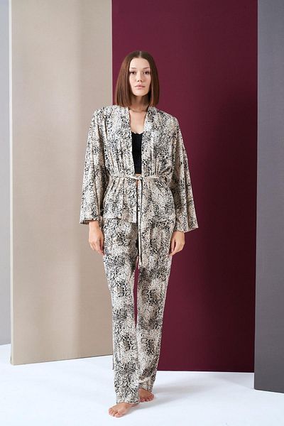 PJS Set de trei piese bustieră pijamale cu model pentru femei