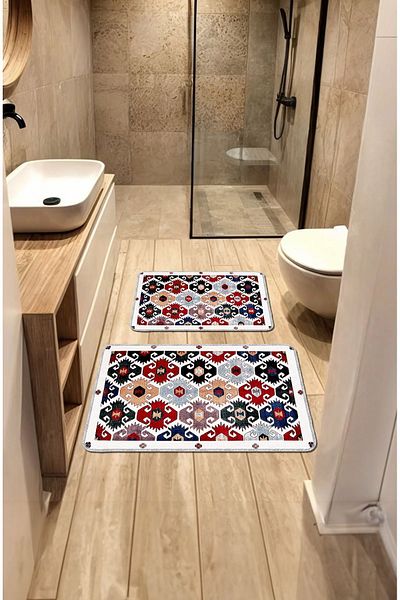 Artızon Colorful Modern Design Non-Slip Base Washable Bathroom Set Set 50X60-60X90 cm
