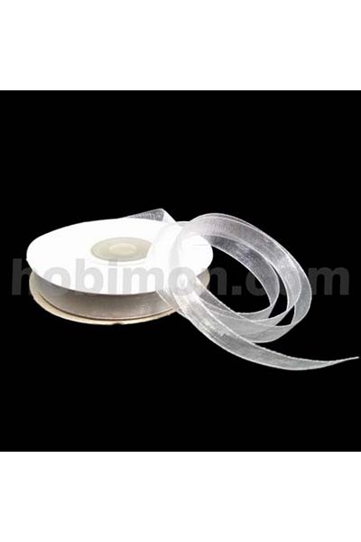 hobimon 10 Mm Organza Ribbon - White 25 Mt