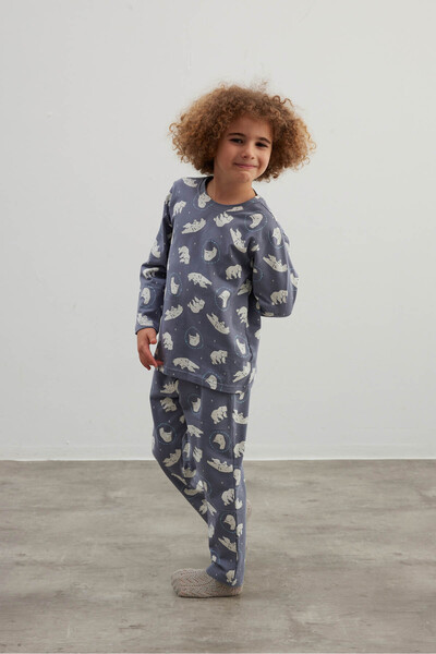 Syah Erkek Çocuk Pamuklu Uzun Kollu Pijama Takımı