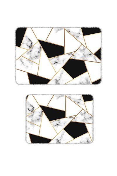 BigArts Home Black and White Modern Design Non-Slip Base Washable Bath Mat - 50X60/60X90 cm