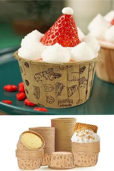 Zanzibar 50-Piece Cake Patterned Cake Capsule, Kraft Patterned Muffin Cake Mold, Cupcake Mold, Airfryer Compatible