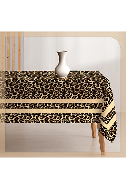 Razz Moda مفرش طاولة مطبوع رقميًا بلون إكرو بنقشة الفهد
