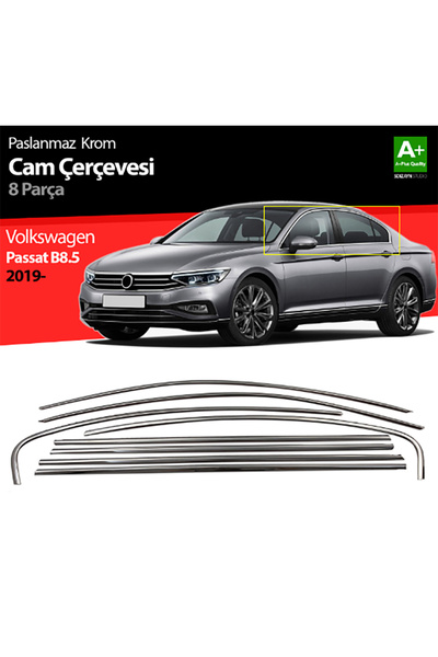 BTM OTOMOTİV VW Passat B8-B8.5 Cam Çerçevesi Kromu 8 Parça P.Çelik