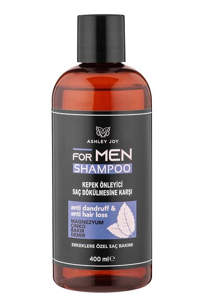 ASHLEY JOY Men's Shampoo 400 ml - Effective Against Dandruff and Menthol Containing Magnesium, Zinc