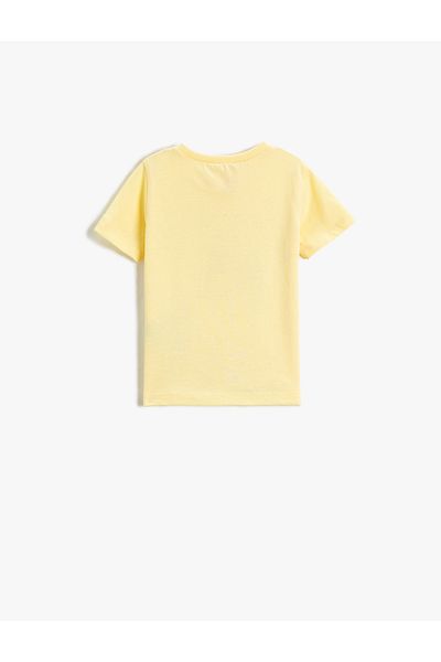 Koton Unicorn Printed Short Sleeve T-Shirt Crew Neck Glitter