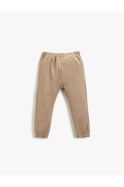 Koton Basic Jogger Sweatpants Tie Waist Pocket Textured