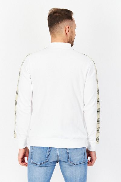Pan Am Men High Neck Long Sleeve Brand Logo Full Zip Sweatshirt, White