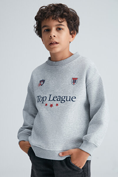 GRIMELANGE Weiches, warmes Grimelange-Sweatshirt für Jungen von Leonard mit 3-fädigem Raised-Print auf der Vorderseite