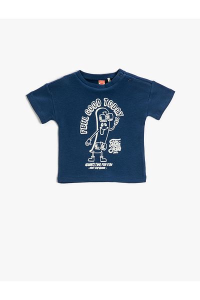 Koton Tricou albastru pentru bebelusi 3SMB10235TK