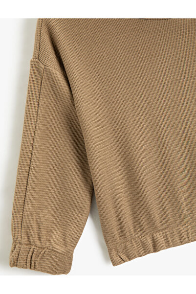 Koton Dokulu Kapşonlu Basic Sweatshirt Manşetleri ve Beli Lastikli