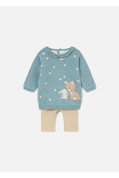 MAYORAL Blue Knitwear Sweater and Leggings Set - Baby Girl 2703
