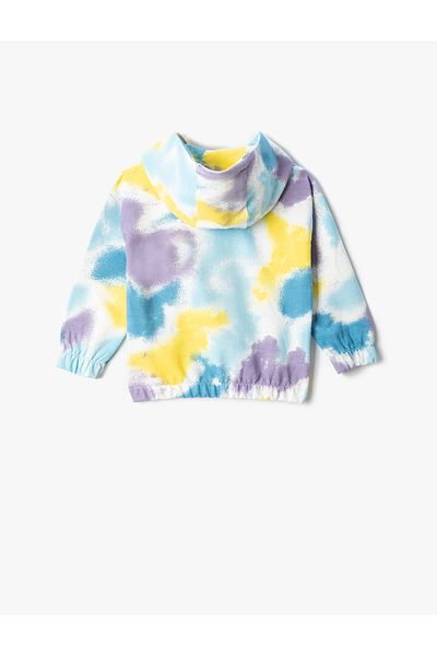 Koton Hanorac cu glugă cu model Tie-Dye - mânecă lungă, cu mansete și talie elastică