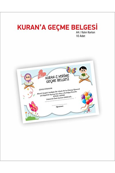 Hsn Okuma Belgesi Harfleri Bitirme Belgesi 10 Adet Karton