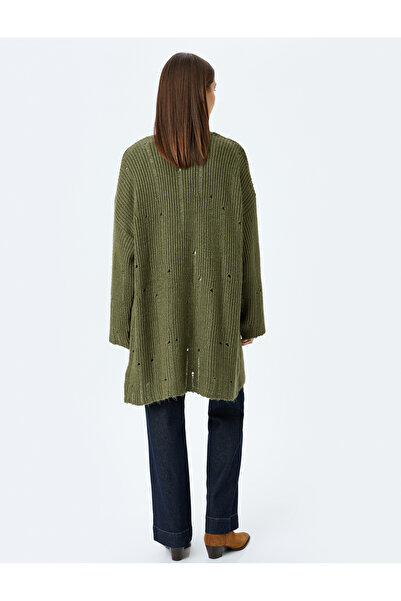 Koton Oversize V-Neck Flowy Long Knitwear Cardigan