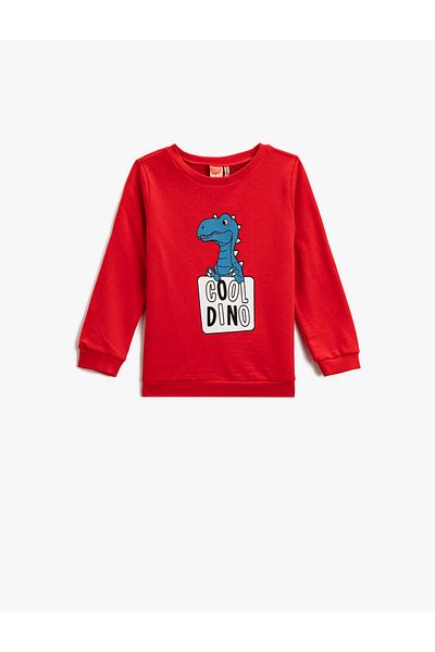 Koton Dinosaur Printed Sweatshirt Crew Neck Cotton