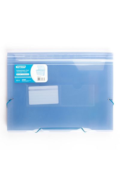 Bigpoint A4 Blue Gusseted File - 13 Pockets with Elastics, X 2 Pieces