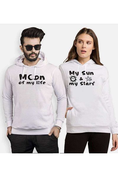 Tshirthane Moon My Sun Lover Combinations Hooded Couple Combination