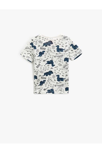 Koton Dinosaur Printed Short Sleeve T-Shirt Crew Neck