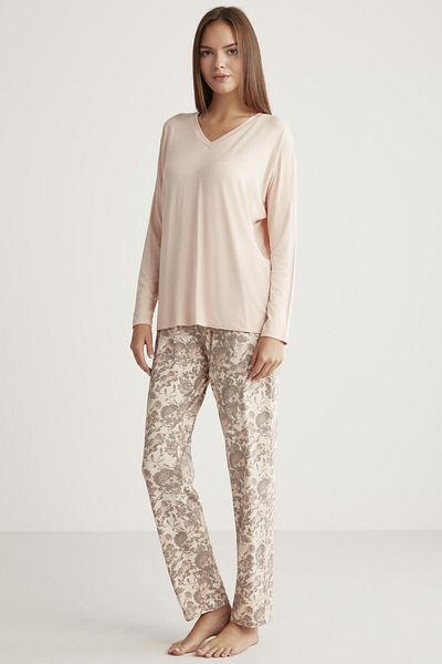 ALİN Alin 322 Soft Texture Long Sleeve Women's Pajamas Set Powder