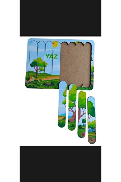 kayasan kids 4'lü Ahşap Stick Puzzle Set 4 Mevsim
