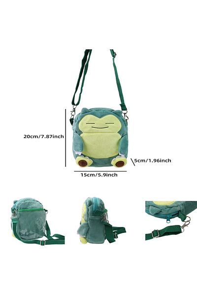 BANDAI Snorlax bag Gengar Mimikyu Snorlax Rowlet Lucario Charmander Plush Backpack Pokemon Anime Shoulder B
