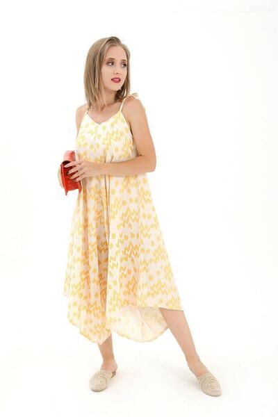 CSRD MAĞAZA Регульований комбінезон з підвіскою та лляним візерунком - жовтий