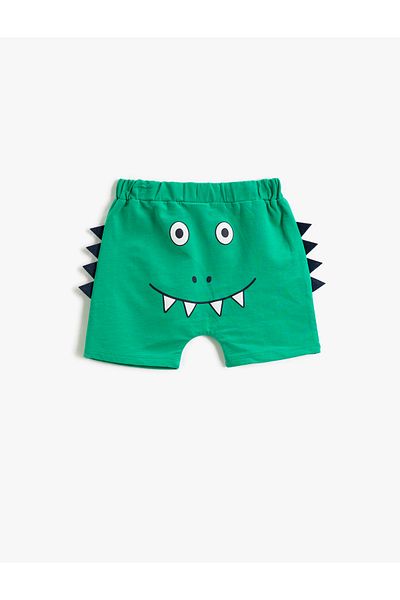 Koton Shorts with Applique Detail, Printed on the Back, Elastic Waist