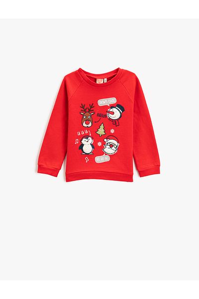 Koton New Year Themed Printed Sweatshirt Cotton