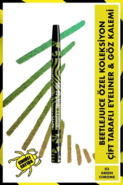 NYX Professional Makeup Beetlejuice Özel Koleksiyon Çift Uçlu Kalem- 03 Green...