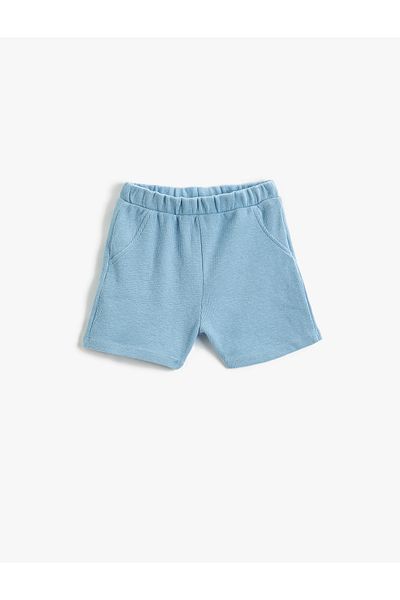 Koton Basic Shorts Textured Pockets Elastic Waist