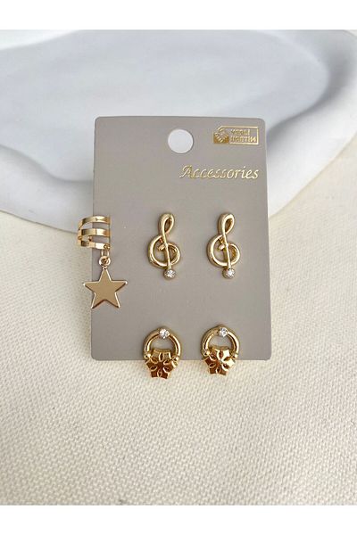 DEMOKAN Women's Earrings 5-Piece Left Switch Star Model Earrings
