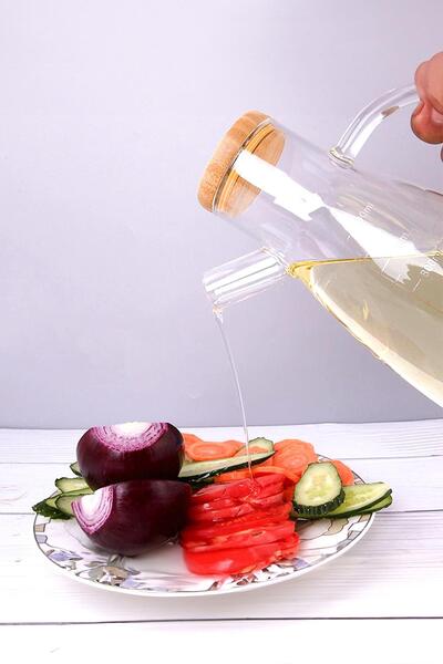 Pikas Borosilicate Glass Oil Vinegar - Vacuum with Bamboo Lid