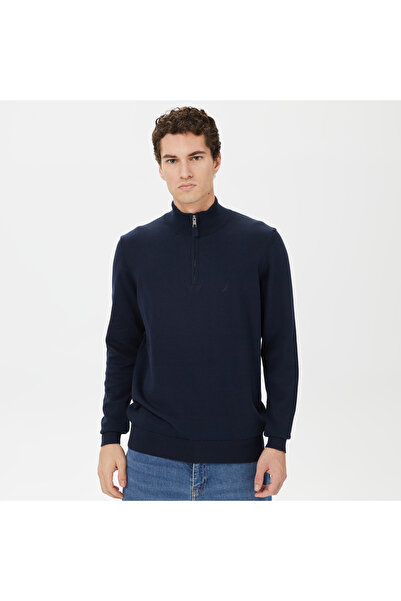 Nautica Erkek Lacivert Standart Fit Dik Yakalı Triko