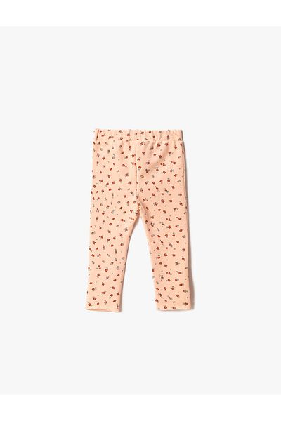 Koton Geblümte Leggings mit Knopfdetail und elastischem Bund