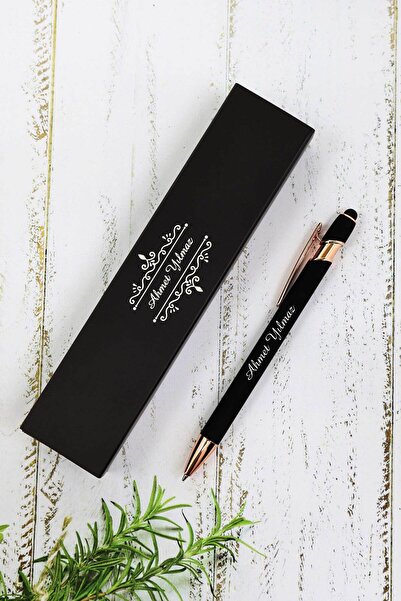Morinna Kişiye Özel Isimli Tükenmez Kalem Rose -siyah Renk Kutulu