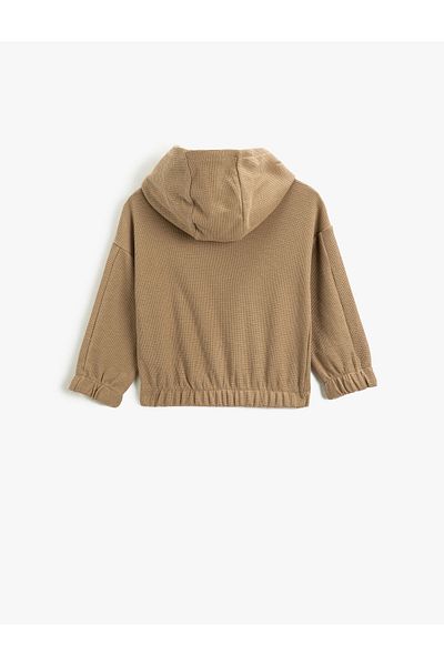 Koton Textured Hooded Basic Sweatshirt with Elastic Waist and Cuffs