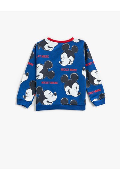 Koton Mickey Mouse Printed Sweatshirt Licensed Kangaroo Pocket Long Sleeve